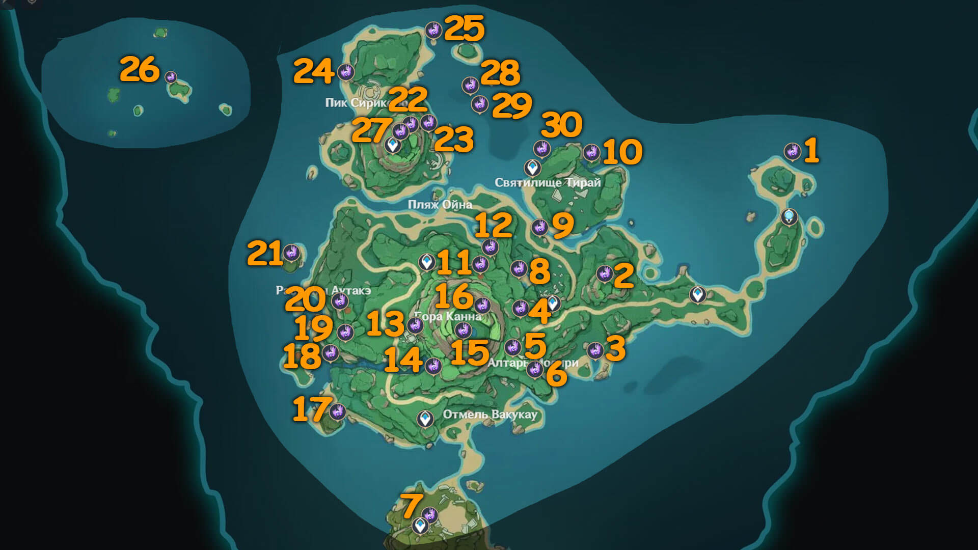 Карта Электрокулов на острове Цуруми