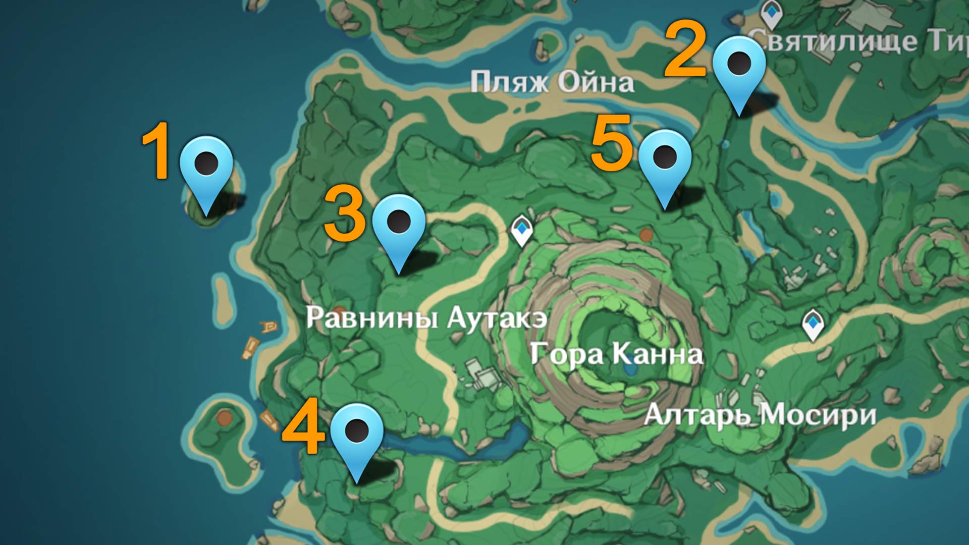 Карта появления духов Кито и Кина: Genshin Impact
